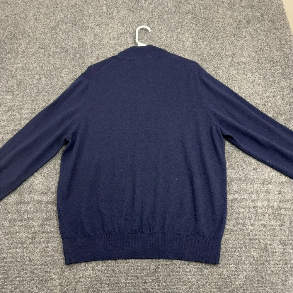 UNC Tar Heels Fairway & Greene Sweater Mens M Navy Merino Wool Quarter Zip Golf